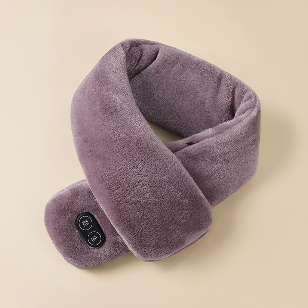 USB heated scarf on a warm beige background
